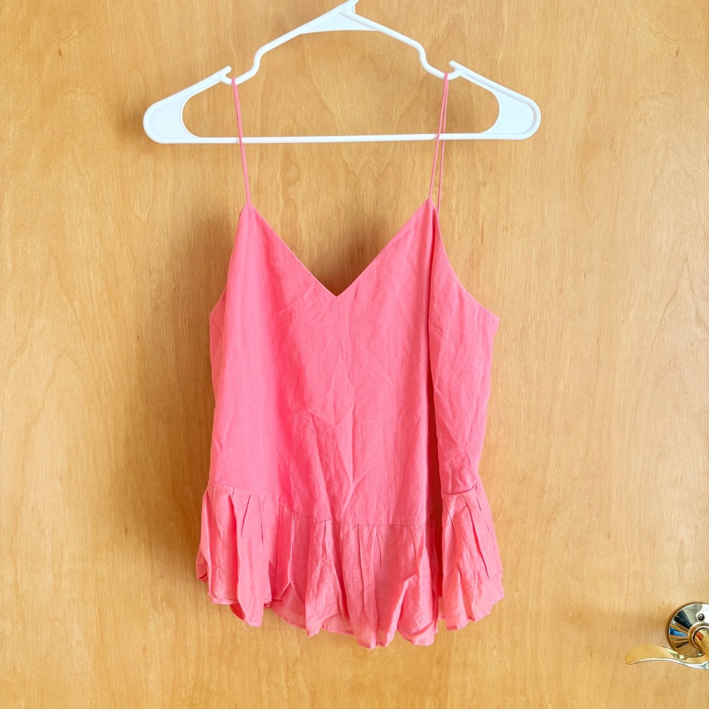 J.Crew Collection Pink Cotton Silk Peplum Camisole‎ Tank Top V-Neck C6248 Size 4